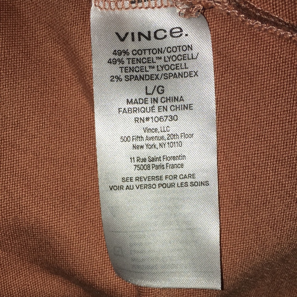 VINCE NWOT CLAY COLOR FAUX WRAP SOFT COTTON BLEND MIDI SKIRT SZ LARGE - Picture 7 of 11